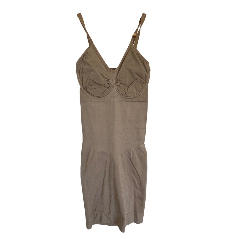 Spanx by Sara Blakely Tan Nude Firm Control Underwire Shaping Slip Dress Large